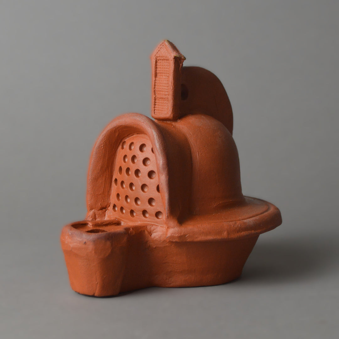 Roman Terracotta Oil Lamp Gladiator Helmet