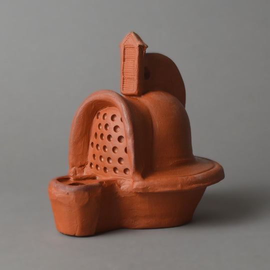Roman Terracotta Oil Lamp Gladiator Helmet