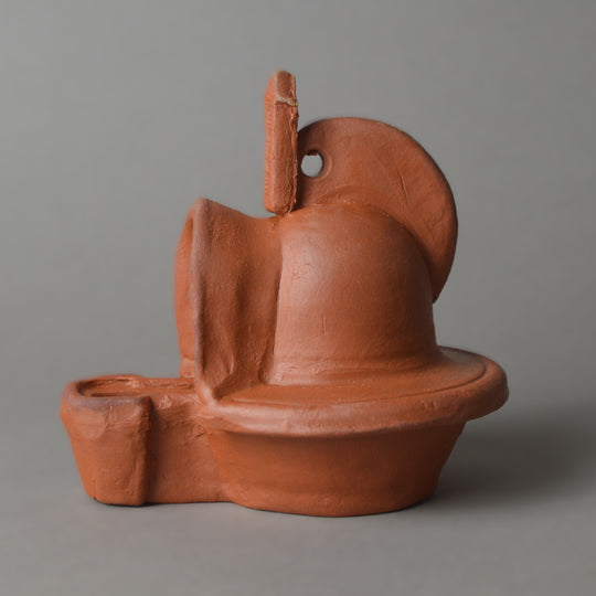 Roman Terracotta Oil Lamp Gladiator Helmet