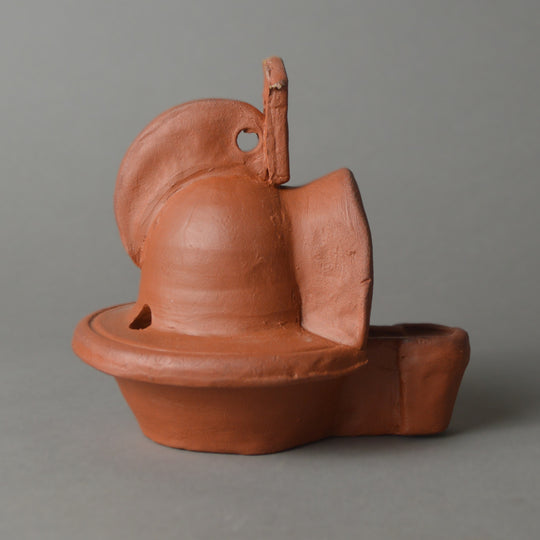 Roman Terracotta Oil Lamp Gladiator Helmet