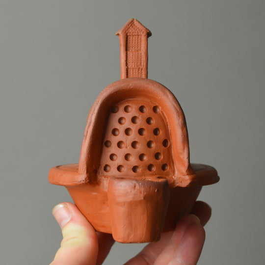 Roman Terracotta Oil Lamp Gladiator Helmet