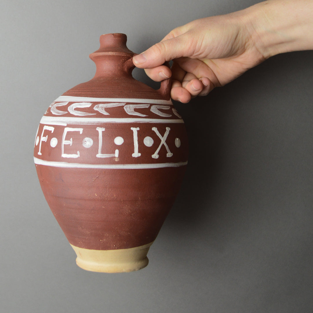 Oxfordshire Redware Happy Drinking