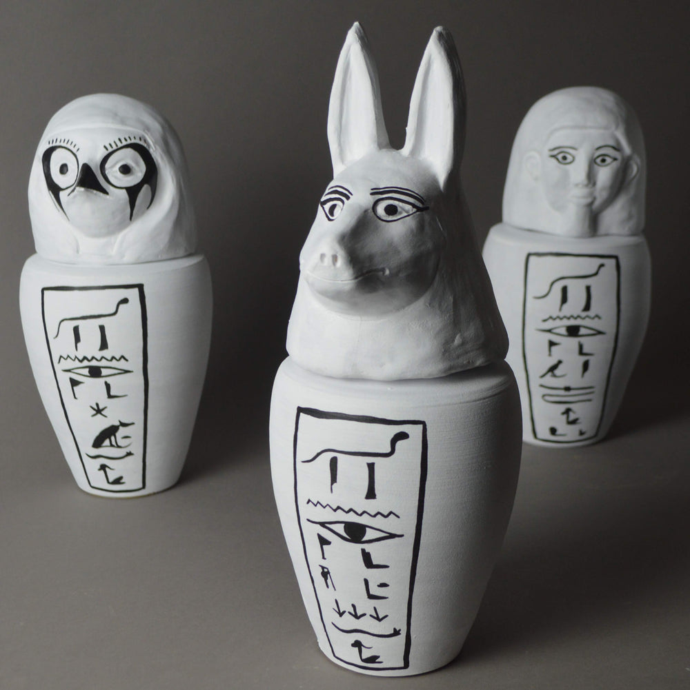 Egyptian Monochrome Canopic Jars -Set of Four