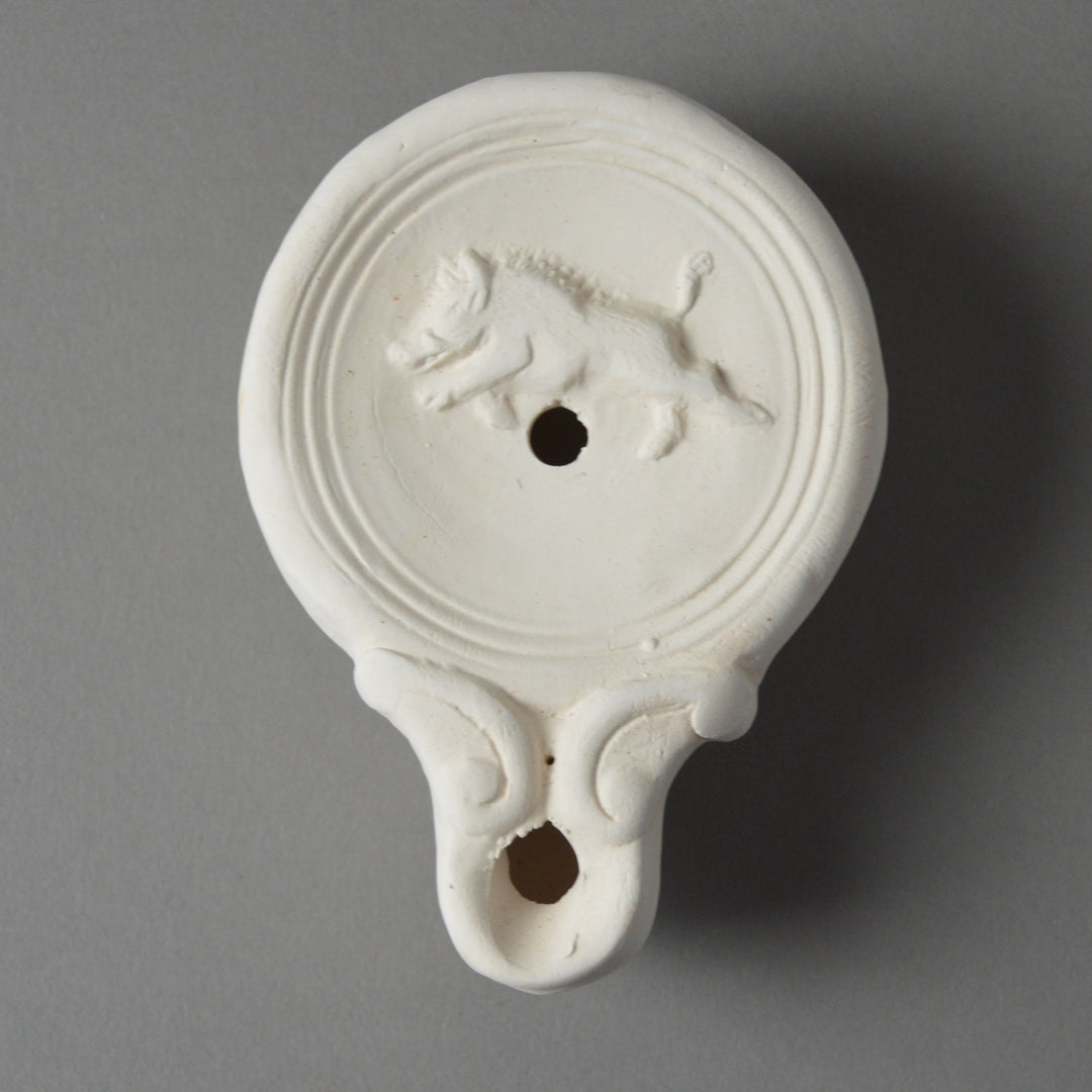 Roman Terracotta Oil Lamp Boar