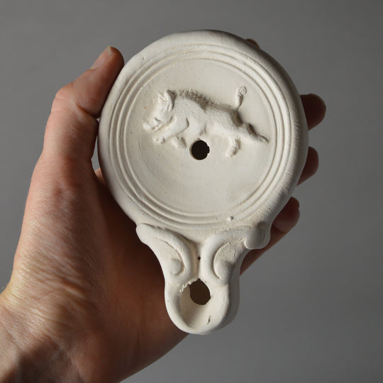 Roman Terracotta Oil Lamp Boar