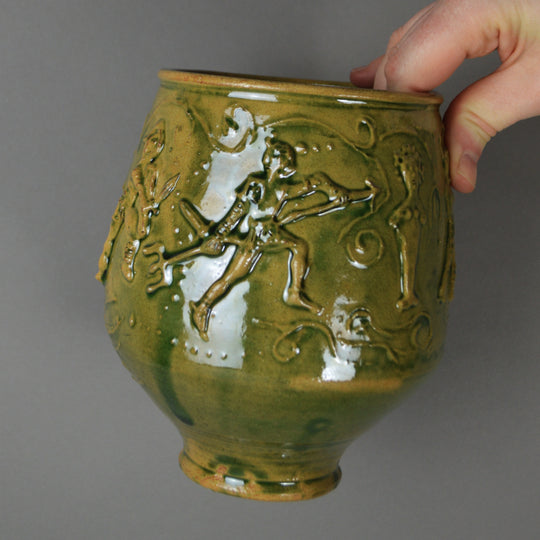 Gaulish Green-Glazed Beaker with Relief Of Gladiators