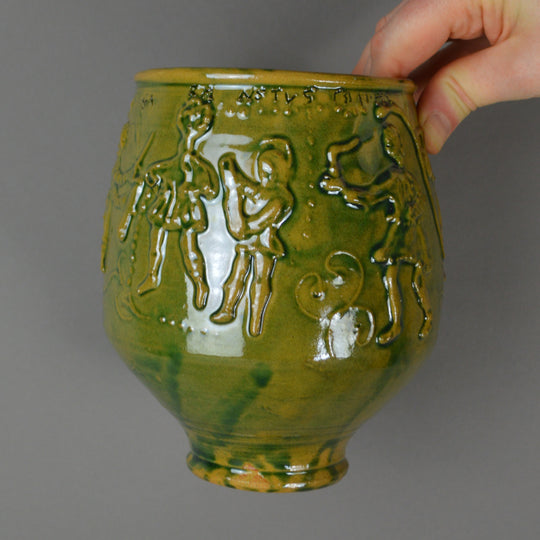 Gaulish Green-Glazed Beaker with Relief Of Gladiators