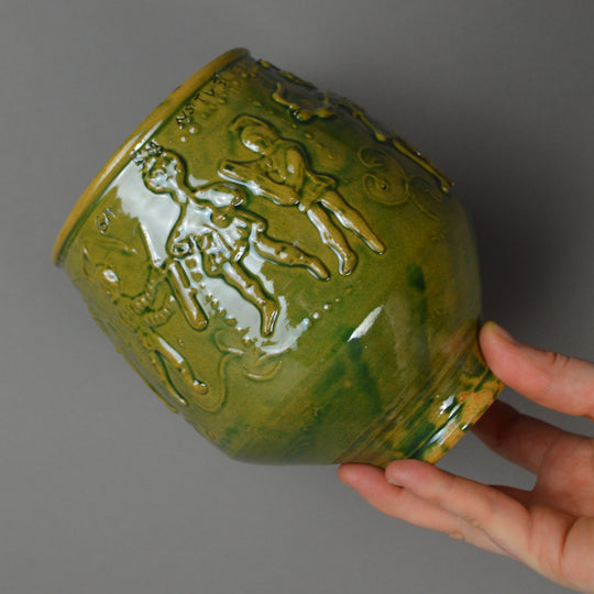 Gaulish Green-Glazed Beaker with Relief Of Gladiators
