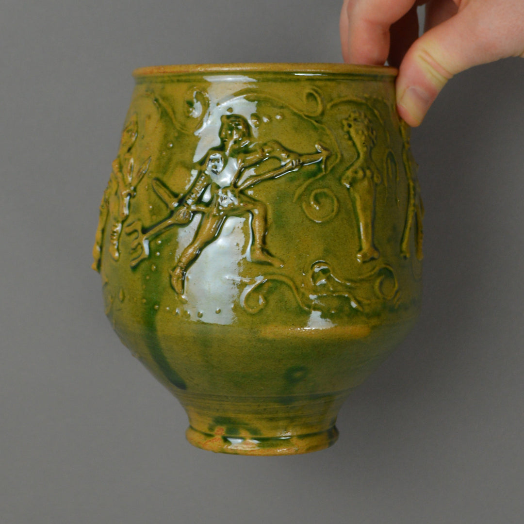 Gaulish Green-Glazed Beaker with Relief Of Gladiators