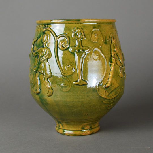 Gaulish Green-Glazed Beaker with Relief Of Gladiators