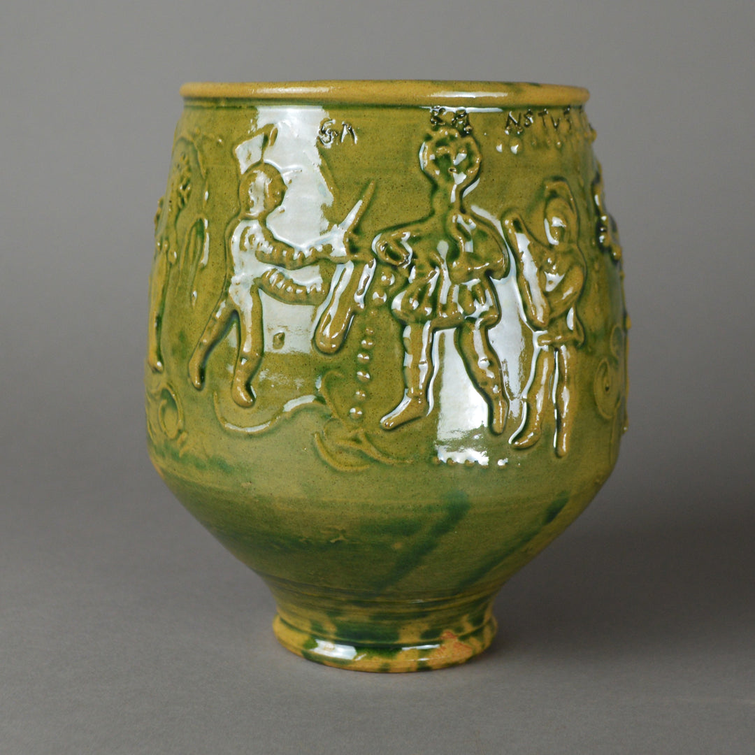 Gaulish Green-Glazed Beaker with Relief Of Gladiators