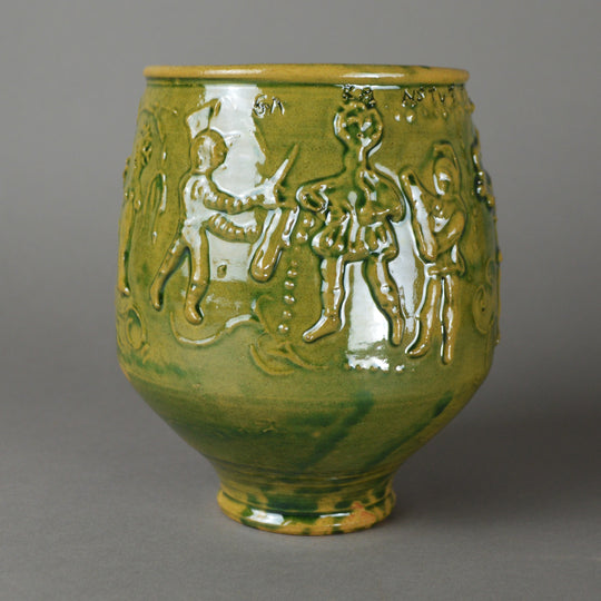 Gaulish Green-Glazed Beaker with Relief Of Gladiators