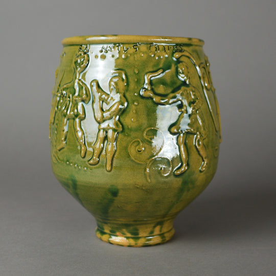 Gaulish Green-Glazed Beaker with Relief Of Gladiators