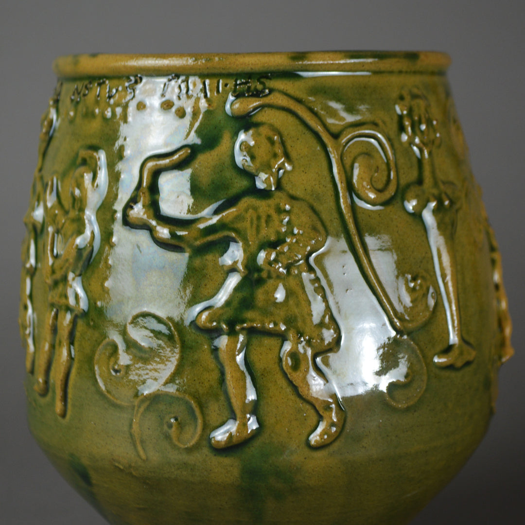 Gaulish Green-Glazed Beaker with Relief Of Gladiators