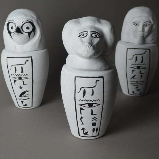 Egyptian Monochrome Canopic Jars -Set of Four