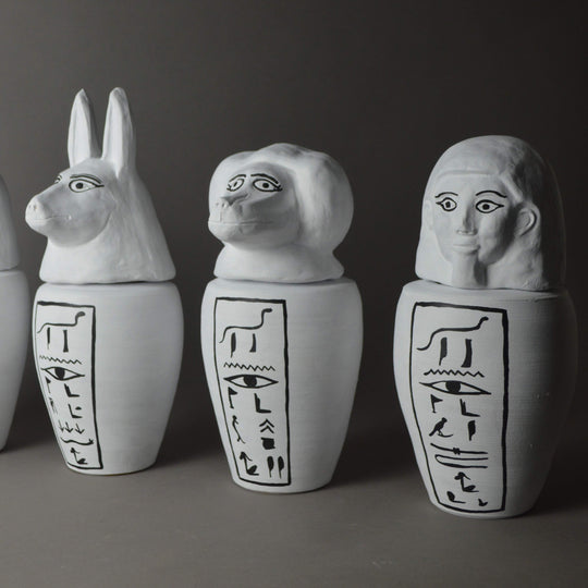 Egyptian Monochrome Canopic Jars -Set of Four