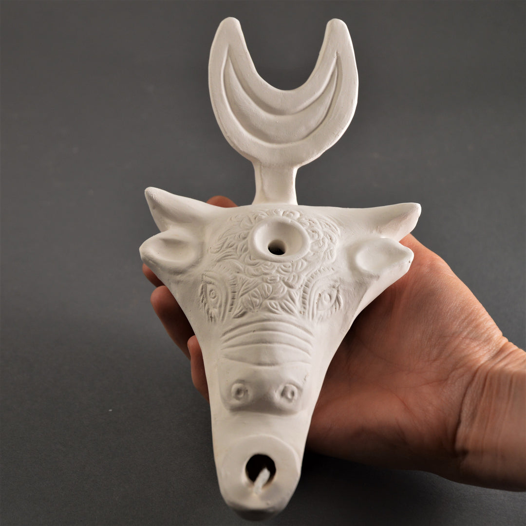 White Bull Roman Oil Lamp