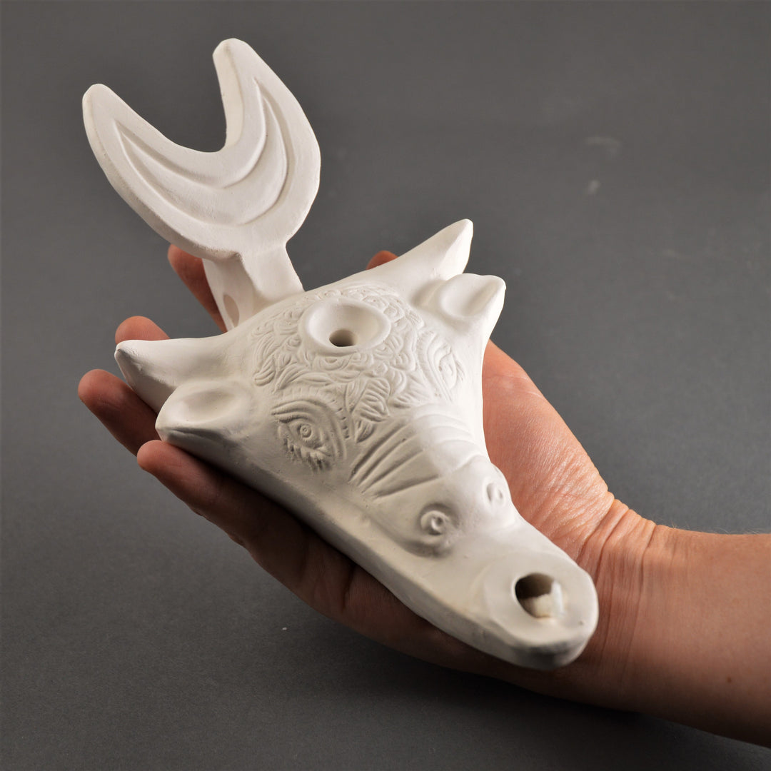 White Bull Roman Oil Lamp