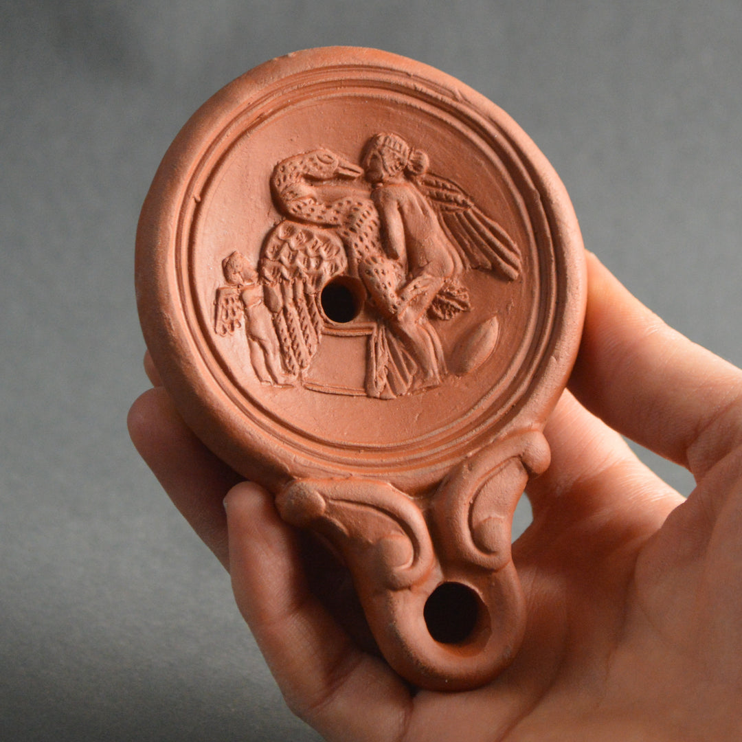 Roman Oil Lamp, Leda And The Swan