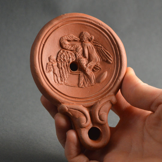 Roman Oil Lamp, Leda And The Swan