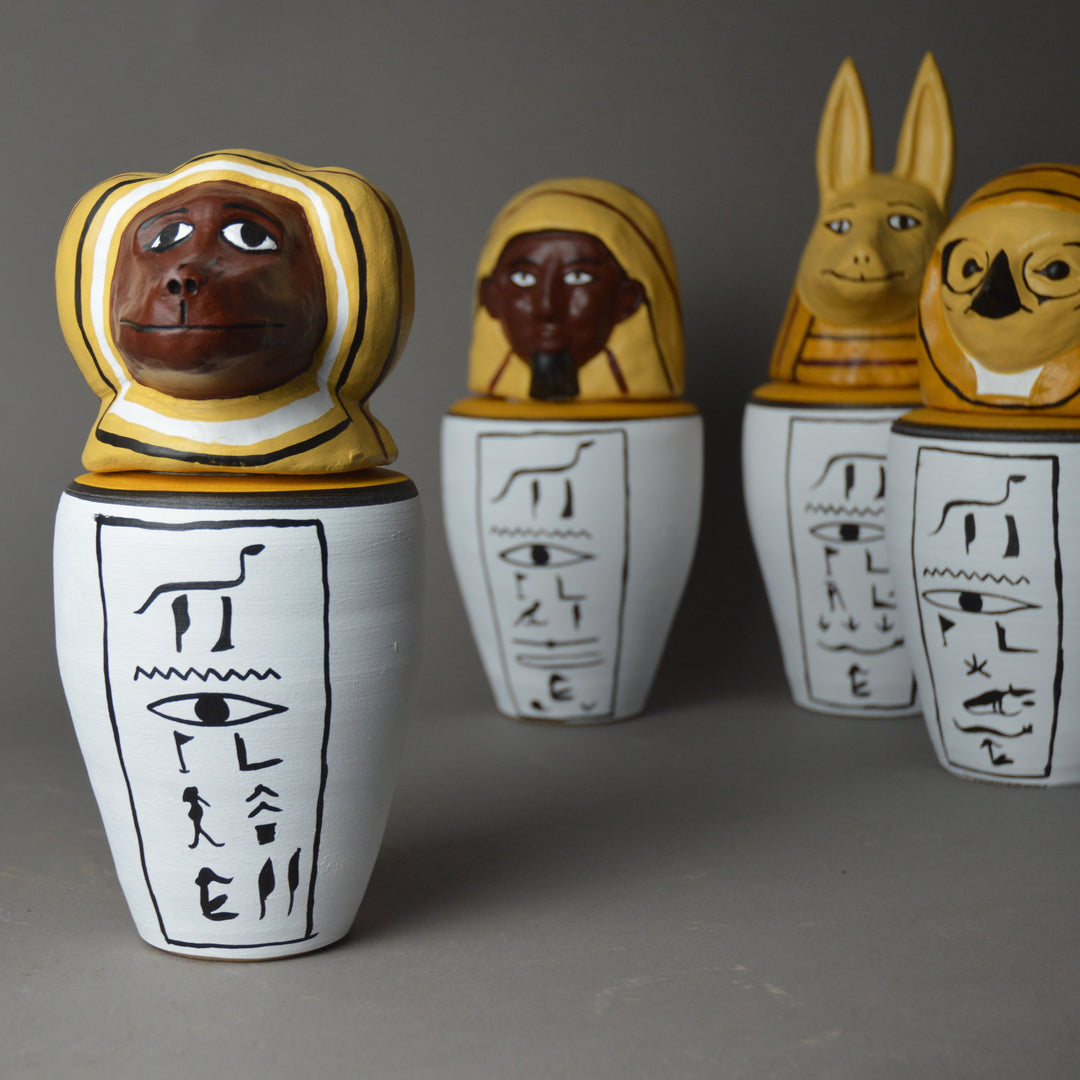 Egyptian Polychrome Canopic Jars -Set of Four – PottedHistory Bild & Inspiration Egyptian Polychrome Canopic Jars -Set of Four – PottedHistory Illustration